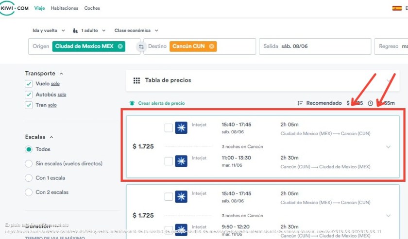 Screenshot of Vuelos Aeropuerto Internacional de la Ciudad de México (MEX)_ - Aeropuerto Internacional de Cancún (CUN)_ (2).jpg